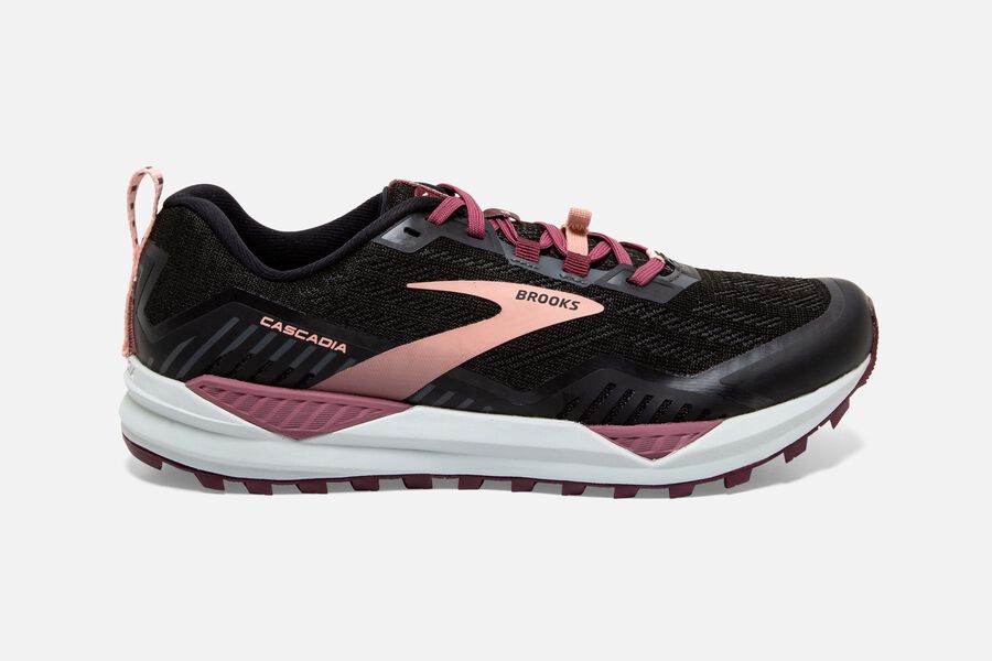 Brooks Running Shoes - Cascadia 15 Trail Womens - Black/Pink - ERY-628340